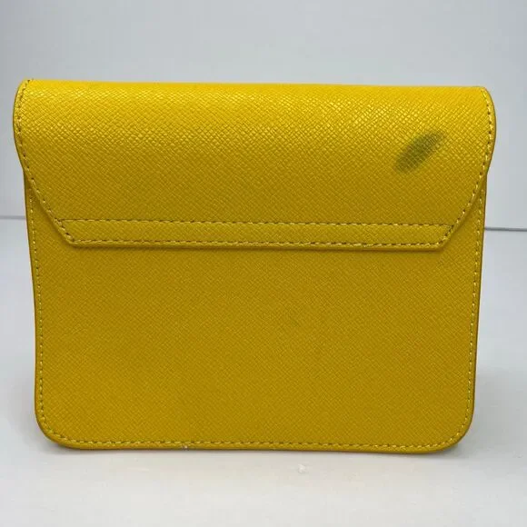 Shoulder Mini Tote Bag Purse Gold Chain Mustard Yellow Women’s #577 - Picture 4 of 12